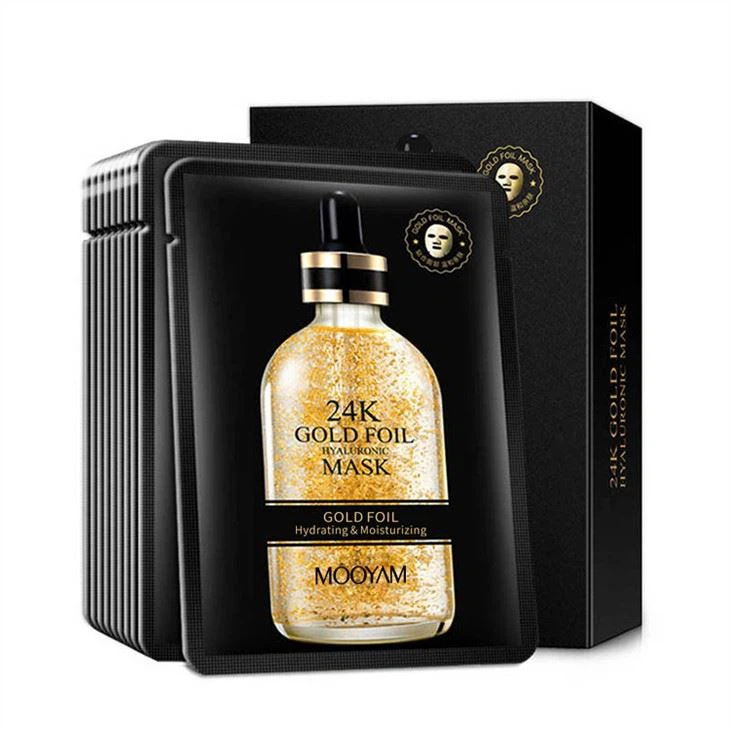 Masc Facial Aigéad Hyalurónach Óir 24K